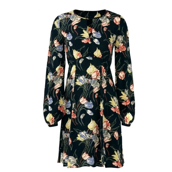 Bytimo Trailing Flowers Black Floral Long Sleeve Dress Size XS NEW - Picture 2 of 15